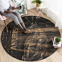 Egyptian God Anubis Round Carpet Jackal Headed Deity Ancient Egypt Mythology Gilded