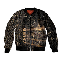 Personalized Egyptian God Anubis Sleeve Zip Bomber Jacket Jackal Headed Deity Ancient Egypt Mythology Gilded