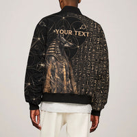 Personalized Egyptian God Anubis Sleeve Zip Bomber Jacket Jackal Headed Deity Ancient Egypt Mythology Gilded