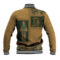 Egyptian God Osiris Baseball Jacket Green Pharaonic Hieroglyphic Patterns