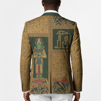 Egyptian God Osiris Blazer Green Pharaonic Hieroglyphic Patterns