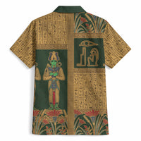 Egyptian God Osiris Hawaiian Shirt Green Pharaonic Hieroglyphic Patterns