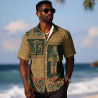 Egyptian God Osiris Hawaiian Shirt Green Pharaonic Hieroglyphic Patterns DT05