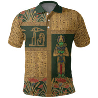 Egyptian God Osiris Polo Shirt Green Pharaonic Hieroglyphic Patterns