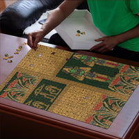 Egyptian God Osiris Puzzle Green Pharaonic Hieroglyphic Patterns
