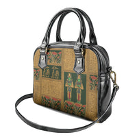 Egyptian God Osiris Shoulder Handbag Green Pharaonic Hieroglyphic Patterns