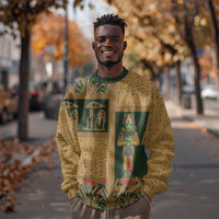 Egyptian God Osiris Sweatshirt Green Pharaonic Hieroglyphic Patterns
