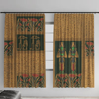 Egyptian God Osiris Window Curtain Green Pharaonic Hieroglyphic Patterns