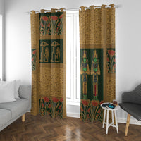 Egyptian God Osiris Window Curtain Green Pharaonic Hieroglyphic Patterns