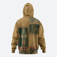 Egyptian God Osiris Zip Hoodie Green Pharaonic Hieroglyphic Patterns