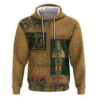 Egyptian God Osiris Zip Hoodie Green Pharaonic Hieroglyphic Patterns