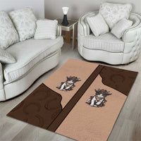 Cowcat Area Rug Cowboy Cat Meowdy Retro Western Yoke Brown - Wonder Print Shop