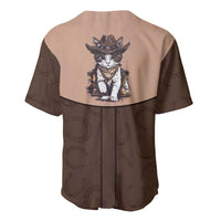 Cowcat Baseball Jersey Cowboy Cat Meowdy Retro Western Yoke Brown - Wonder Print Shop
