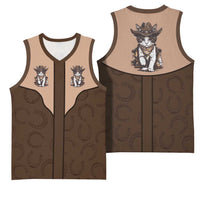 Cowcat Basketball Jersey Cowboy Cat Meowdy Retro Western Yoke Brown - Wonder Print Shop