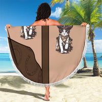 Cowcat Beach Blanket Cowboy Cat Meowdy Retro Western Yoke Brown - Wonder Print Shop
