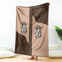 Cowcat Blanket Cowboy Cat Meowdy Retro Western Yoke Brown - Wonder Print Shop