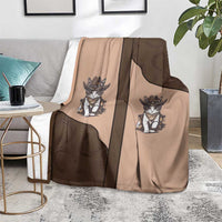 Cowcat Blanket Cowboy Cat Meowdy Retro Western Yoke Brown - Wonder Print Shop