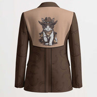Cowcat Blazer Cowboy Cat Meowdy Retro Western Yoke Brown - Wonder Print Shop