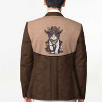 Cowcat Blazer Cowboy Cat Meowdy Retro Western Yoke Brown - Wonder Print Shop