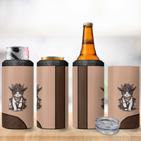 Cowcat 4 in 1 Can Cooler Tumbler Cowboy Cat Meowdy Retro Western Yoke Brown - Wonder Print Shop
