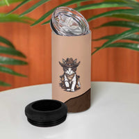 Cowcat 4 in 1 Can Cooler Tumbler Cowboy Cat Meowdy Retro Western Yoke Brown - Wonder Print Shop