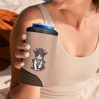 Cowcat 4 in 1 Can Cooler Tumbler Cowboy Cat Meowdy Retro Western Yoke Brown - Wonder Print Shop