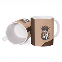 Cowcat Ceramic Mug Cowboy Cat Meowdy Retro Western Yoke Brown - Wonder Print Shop