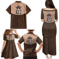 Cowcat Family Matching Puletasi and Hawaiian Shirt Cowboy Cat Meowdy Retro Western Yoke Brown - Wonder Print Shop