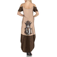 Cowcat Family Matching Summer Maxi Dress and Hawaiian Shirt Cowboy Cat Meowdy Retro Western Yoke Brown - Wonder Print Shop