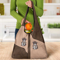 Cowcat Grocery Bag Cowboy Cat Meowdy Retro Western Yoke Brown - Wonder Print Shop