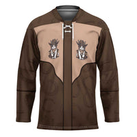 Cowcat Hockey Jersey Cowboy Cat Meowdy Retro Western Yoke Brown - Wonder Print Shop