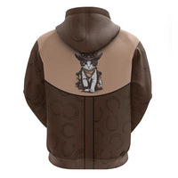 Cowcat Hoodie Cowboy Cat Meowdy Retro Western Yoke Brown - Wonder Print Shop