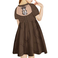 Cowcat Kid Short Sleeve Dress Cowboy Cat Meowdy Retro Western Yoke Brown - Wonder Print Shop