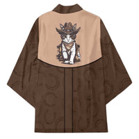 Cowcat Kimono Cowboy Cat Meowdy Retro Western Yoke Brown - Wonder Print Shop