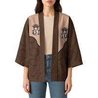 Cowcat Kimono Cowboy Cat Meowdy Retro Western Yoke Brown - Wonder Print Shop