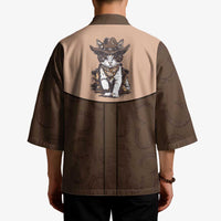Cowcat Kimono Cowboy Cat Meowdy Retro Western Yoke Brown - Wonder Print Shop