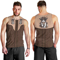 Cowcat Men Tank Top Cowboy Cat Meowdy Retro Western Yoke Brown - Wonder Print Shop