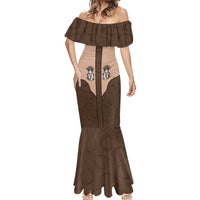 Cowcat Mermaid Dress Cowboy Cat Meowdy Retro Western Yoke Brown - Wonder Print Shop
