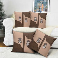 Cowcat Pillow Cover Cowboy Cat Meowdy Retro Western Yoke Brown - Wonder Print Shop