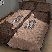 Cowcat Quilt Bed Set Cowboy Cat Meowdy Retro Western Yoke Brown - Wonder Print Shop