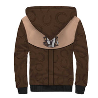 Cowcat Sherpa Hoodie Cowboy Cat Meowdy Retro Western Yoke Brown - Wonder Print Shop