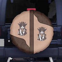 Cowcat Spare Tire Cover Cowboy Cat Meowdy Retro Western Yoke Brown - Wonder Print Shop