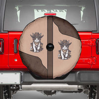 Cowcat Spare Tire Cover Cowboy Cat Meowdy Retro Western Yoke Brown - Wonder Print Shop