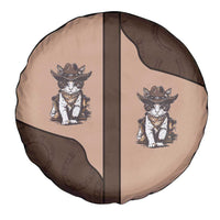Cowcat Spare Tire Cover Cowboy Cat Meowdy Retro Western Yoke Brown - Wonder Print Shop