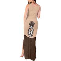 Cowcat Tank Maxi Dress Cowboy Cat Meowdy Retro Western Yoke Brown - Wonder Print Shop