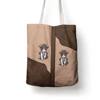 Cowcat Tote Bag Cowboy Cat Meowdy Retro Western Yoke Brown - Wonder Print Shop
