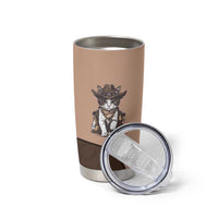 Cowcat Tumbler Cup Cowboy Cat Meowdy Retro Western Yoke Brown - Wonder Print Shop
