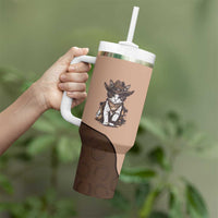 Cowcat Tumbler With Handle Cowboy Cat Meowdy Retro Western Yoke Brown - Wonder Print Shop