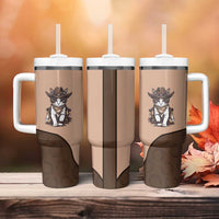 Cowcat Tumbler With Handle Cowboy Cat Meowdy Retro Western Yoke Brown - Wonder Print Shop