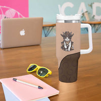 Cowcat Tumbler With Handle Cowboy Cat Meowdy Retro Western Yoke Brown - Wonder Print Shop